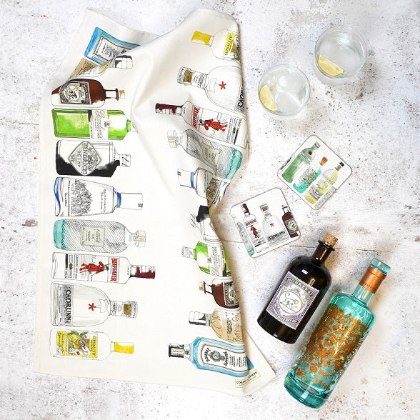 Gin Bottles Tea Towel