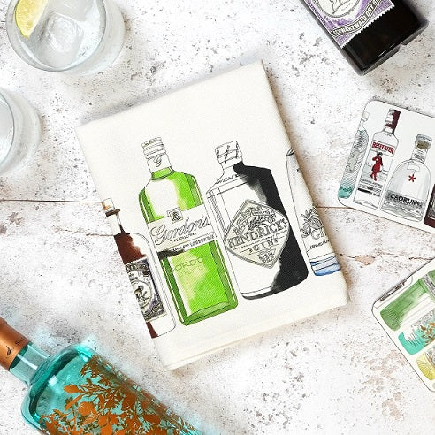 Gin Bottles Tea Towel