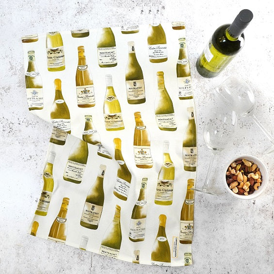 White Burgundy Tea Towel